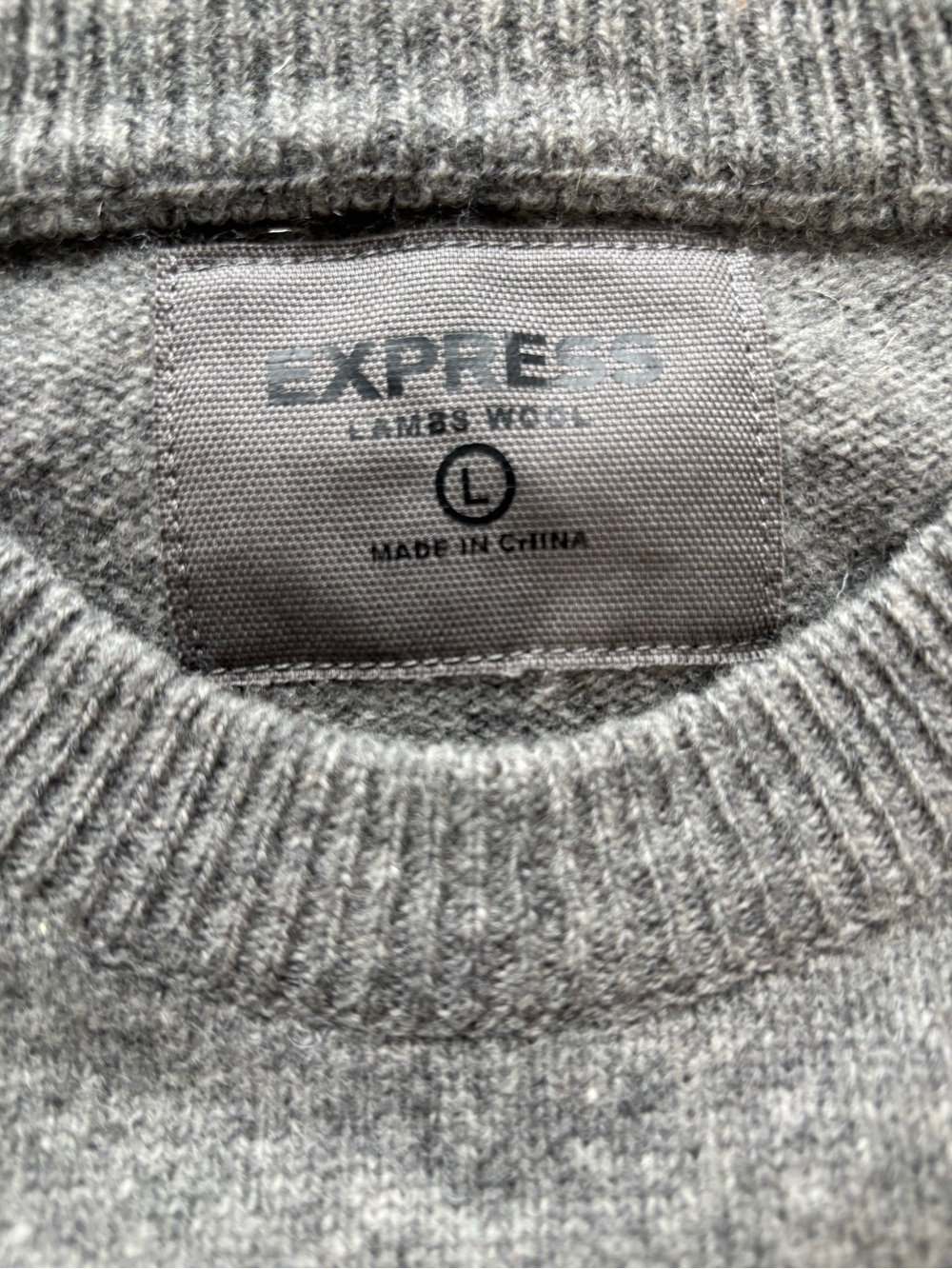 Express Men's Grey Crewneck Sweater with Green & Olive Stripes - Picture 2 of 3